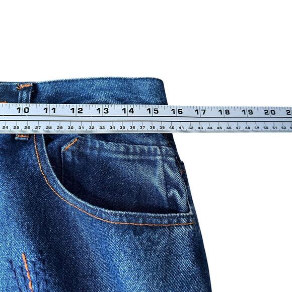 Vintage Phat Farm Baggy Jeans Mens 32 Blue Loose Skater Y2K Embroidered Wide Y2K - Picture 10 of 14